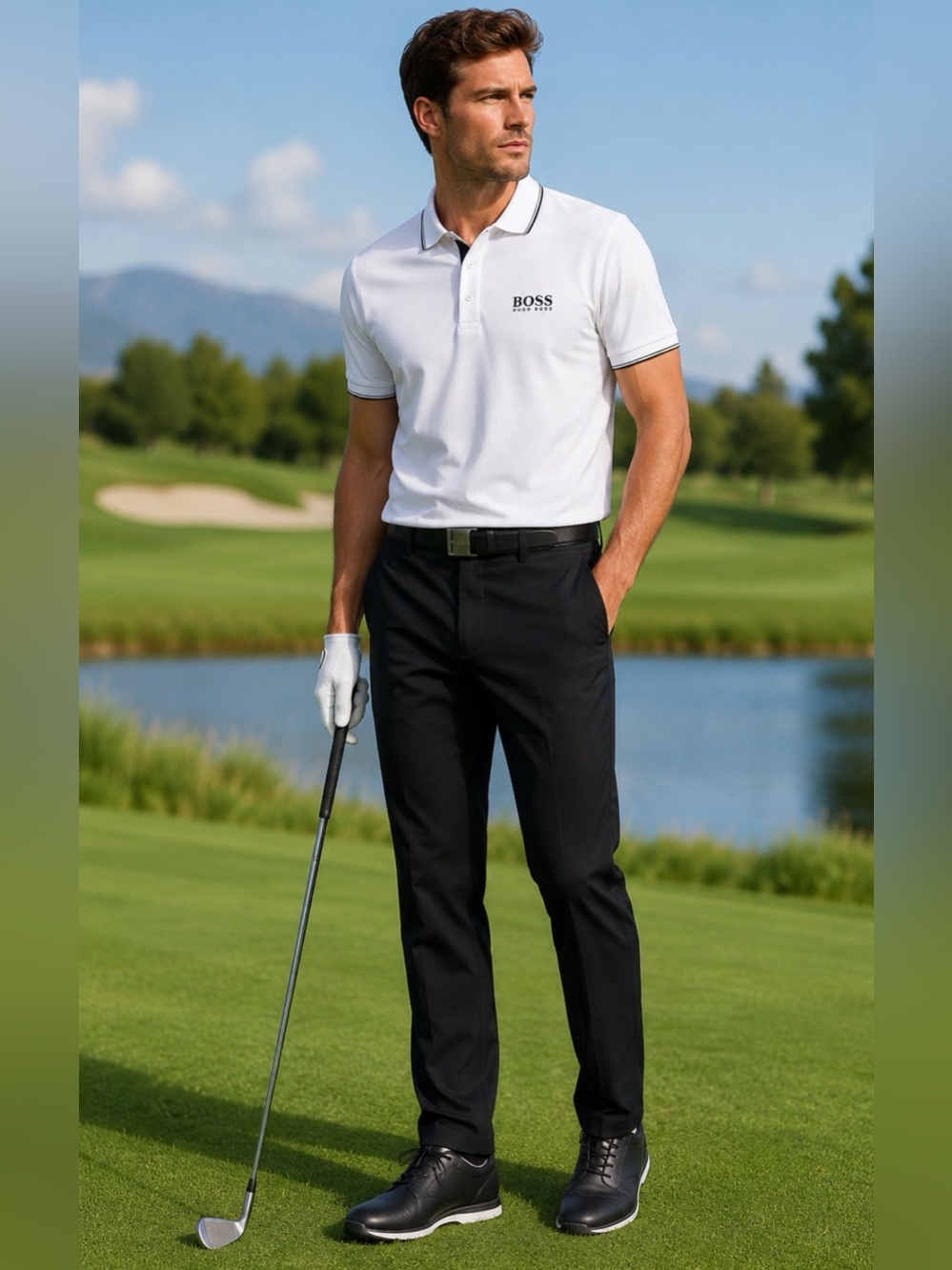 BOSS Hugo Boss Green Hakan 7 Men’s Black Performance Golf Dress Pants 34R